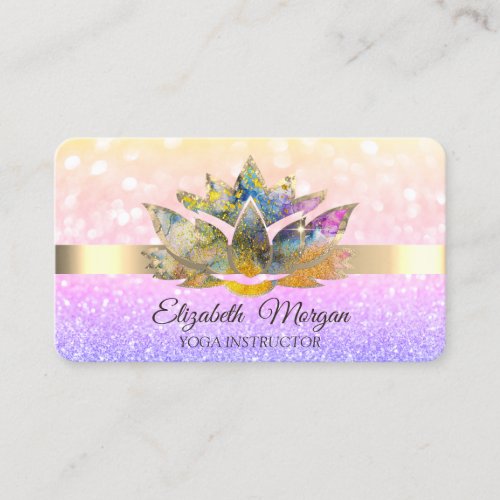 Elegant Chic Bokeh GoldOmbre Lotus Yoga  Business Card