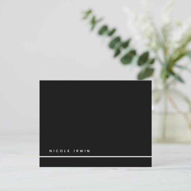 Elegant Chic Border Black Modern Stationery Note Card (Standing Front)