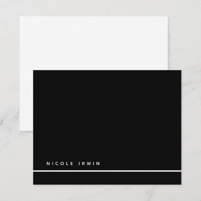Elegant Chic Border Black Modern Stationery Note Card (Front/Back)