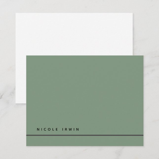 Elegant Chic Border Green Modern Stationery Note Card (Front/Back)