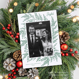 Elegant Chic Botanical Christmas Holiday Letterpress Photo Cards