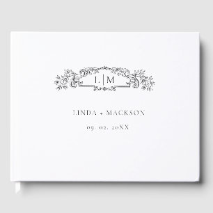 Elegant & Chic botanical crest monogram wedding Guest Book