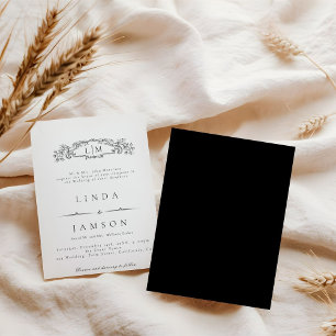 Elegant & Chic botanical crest monogram wedding Invitation