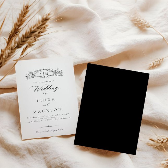 Elegant & Chic botanical crest monogram wedding  Invitation (Creator Uploaded)