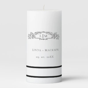 Elegant & Chic botanical crest monogram wedding Pillar Candle