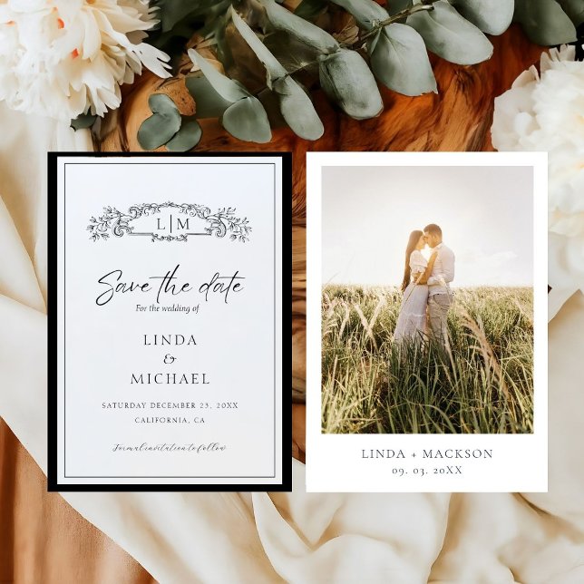 Elegant & Chic botanical crest monogram wedding Sa Save The Date (Creator Uploaded)