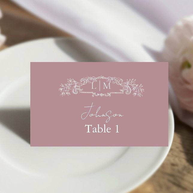 Elegant & Chic botanical crest Wedding  Place Card (Creator Uploaded)