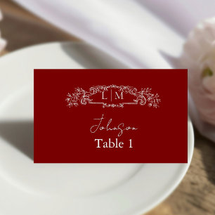 Elegant & Chic botanical crest Wedding Place Card