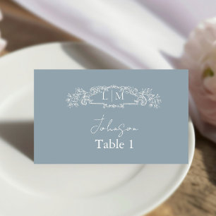 Elegant & Chic botanical crest Wedding  Place Card