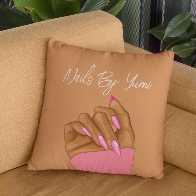 Elegant Chic Branded Nail Salon Artist Manicurist Throw Pillow (Creator Uploaded)