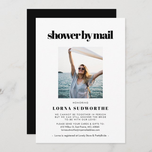 Elegant & chic Bridal Shower by mail photo Invitation (Front/Back)