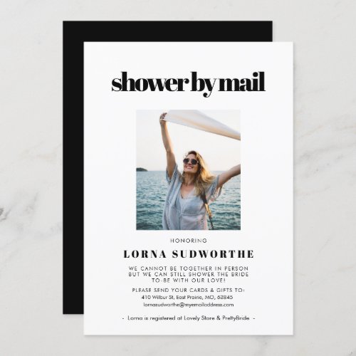 Elegant  chic Bridal Shower by mail photo Invitation