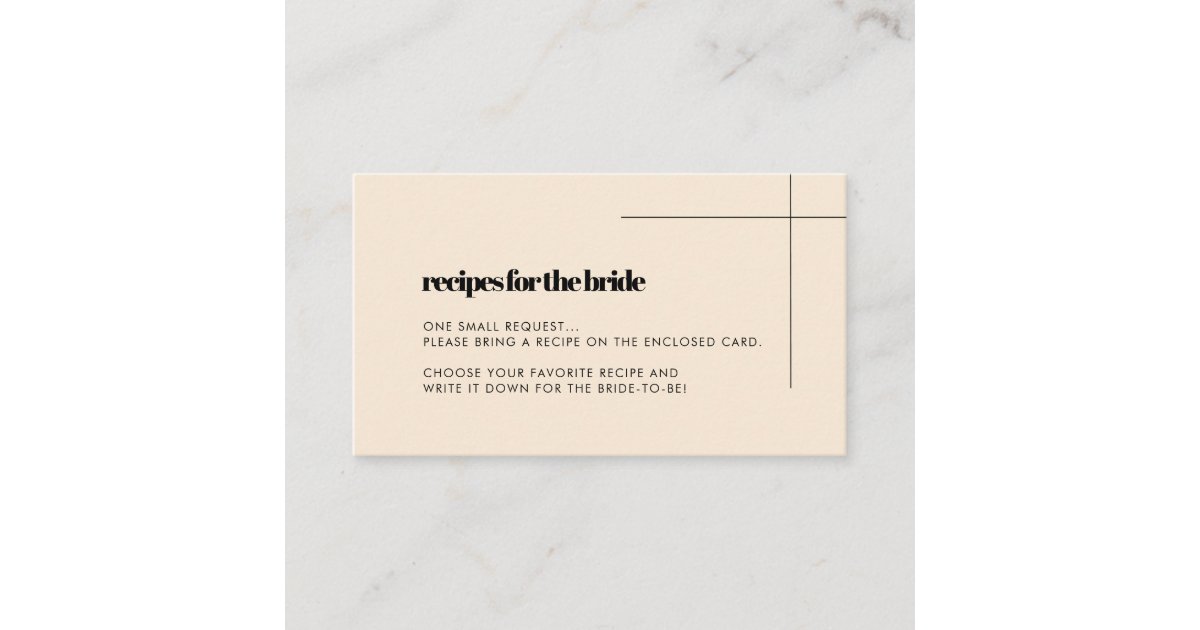 Elegant & chic Bridal shower Recipe request card