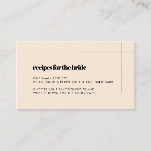 Elegant  chic Bridal shower Recipe request card