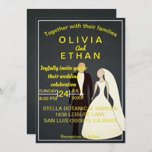 Elegant chic bride and groom Wedding Invitation