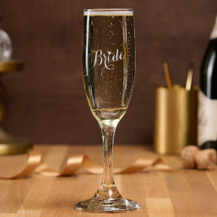 Elegant Chic Bride Heart Wedding Bachelorette Champagne Flute