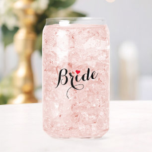 Elegant Chic Bride Red Heart Wedding Bachelorette Can Glass
