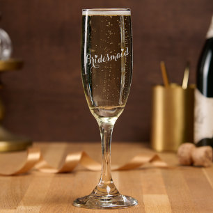Elegant Chic Bridesmaid Heart Wedding Bachelorette Champagne Flute