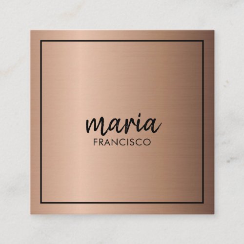 Elegant chic bronze  modern square minimalist   square business card