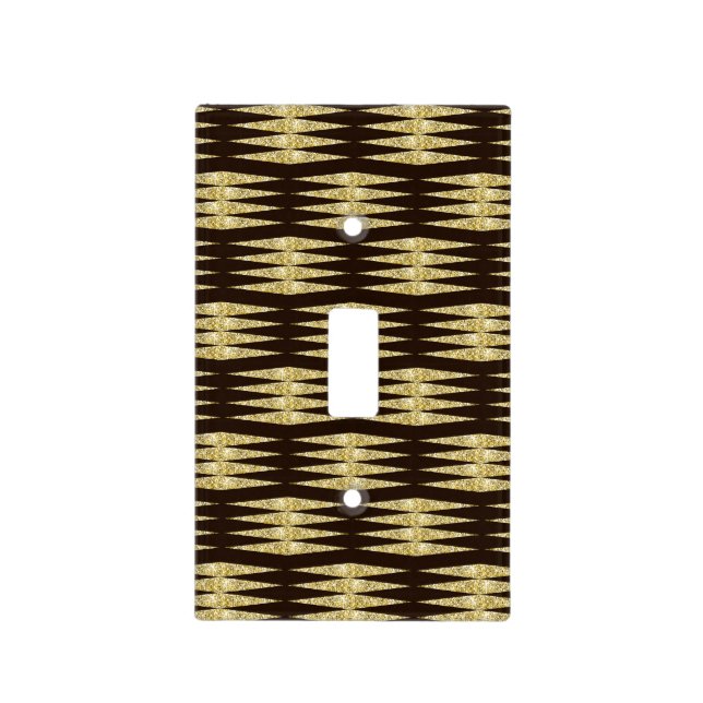 Elegant Chic Brown Gold Glitter Art Deco Design Light Switch Cover (Front)