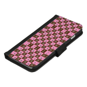 Elegant Chic Brown Plaid & Bear iPhone 8/7 Plus Wallet Case