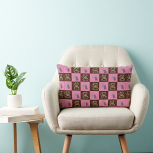 Elegant Chic Brown Plaid & Bear   Lumbar Pillow