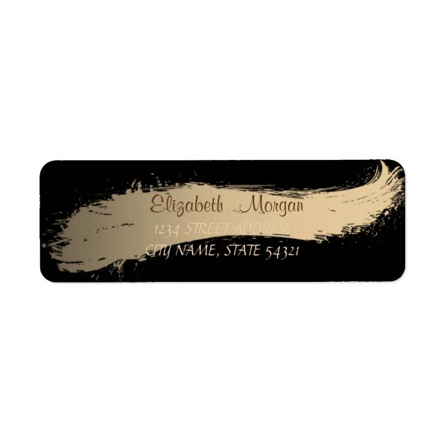 Elegant Chic ,Brush Stroke,Black Address Label (Front)