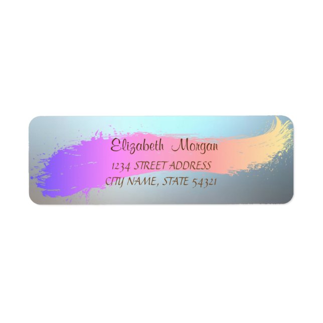 Elegant Chic ,Brush Stroke ,Shiny Address Label (Front)