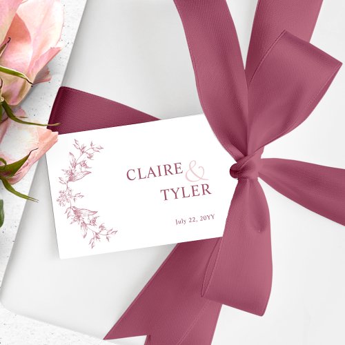 Elegant Chic Burgundy Pink and White Wedding  Gift Tags
