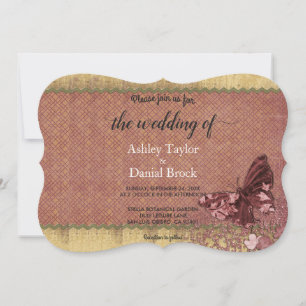 Elegant Chic Burgundy Rose Gold Modern Wedding Invitation