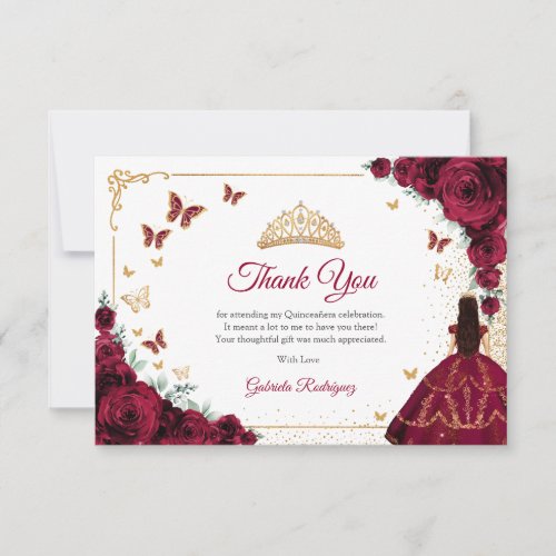 Elegant Chic Burgundy Roses Gold Quinceanera