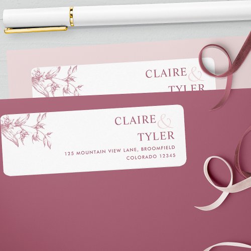 Elegant Chic Burgundy Wedding Return Address Label
