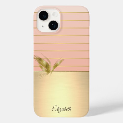 Elegant Chic Butterfly Gold Striped  Case_Mate iPhone 14 Case