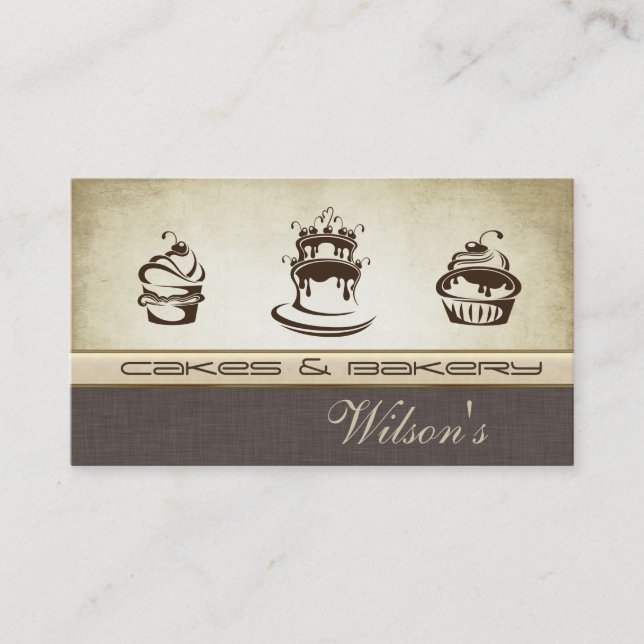 Elegant chic cake & bakery business card (Front)