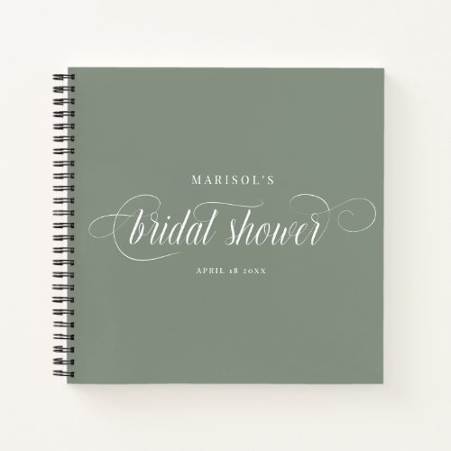 Elegant Chic Calligraphy Bridal Shower Guest Notebook