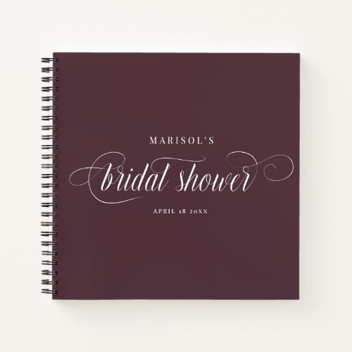 Elegant Chic Calligraphy Bridal Shower Guest Notebook