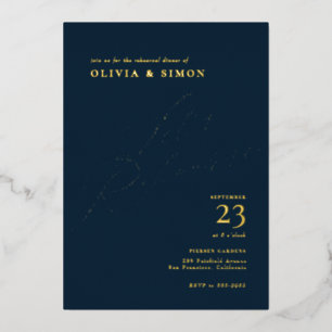 Elegant Chic Calligraphy Rehearsal Dinner Invitati Foil Invitation