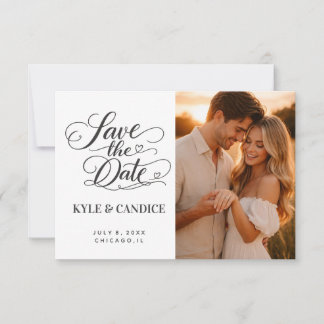 Elegant Chic Calligraphy Save the Date Wedding Announcement