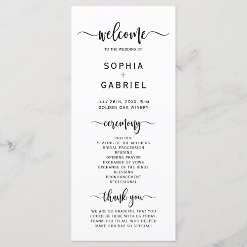 Elegant Chic Calligraphy Script Wedding Ceremony Program