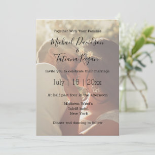 elegant chic calligraphy wedding photo invitation