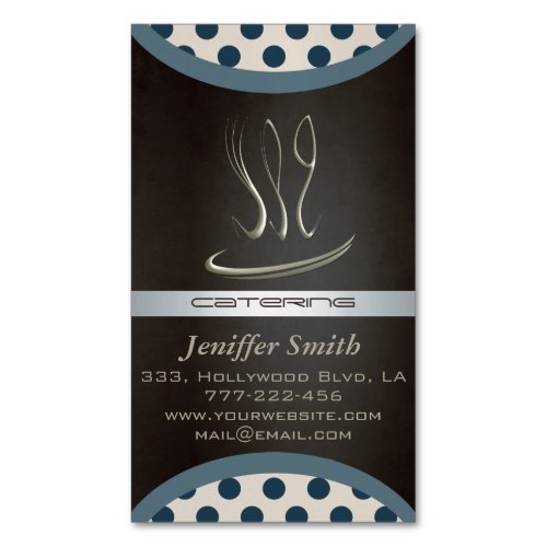 Elegant chic catering  restaurant polka dots magnetic business card