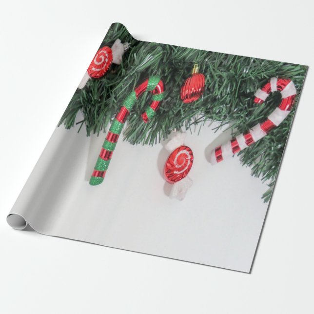 Elegant Chic Christmas Candy Holiday Wrapping Paper (Unrolled)