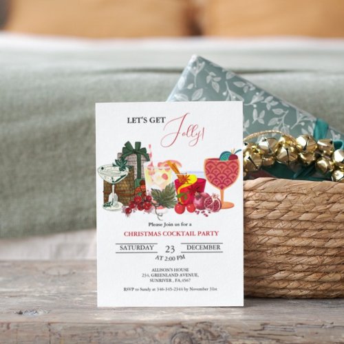 Elegant  chic christmas cocktail party invitation