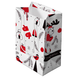 Elegant chic Christmas pattern Medium Gift Bag