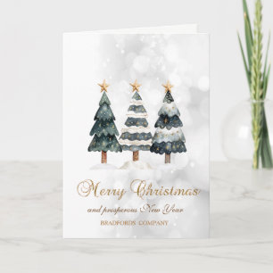 Elegant Chic Christmas Trees ,Bokeh Company Holiday Card