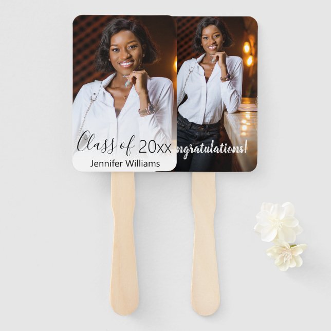 Elegant Chic Class of 2026 Graduation Photo  Hand Fan (Front and Back)