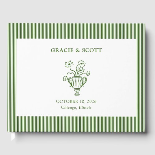 Elegant Chic Classic Forest Green Garden Wedding Guest Book