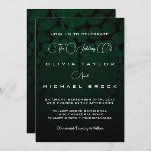 Elegant chic classic formal rustic silver wedding invitation