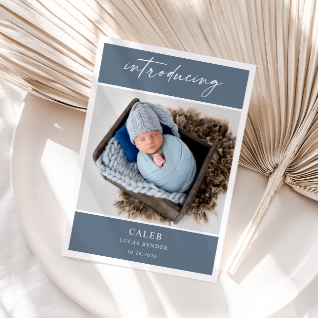 Elegant Chic Classic Photo Baby Announcement Card (Creator Uploaded)