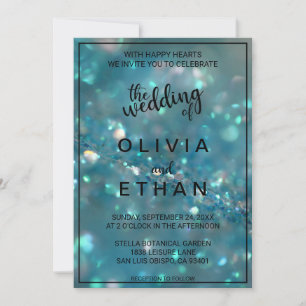 Elegant chic classy blue glitter Wedding Invitatio Invitation